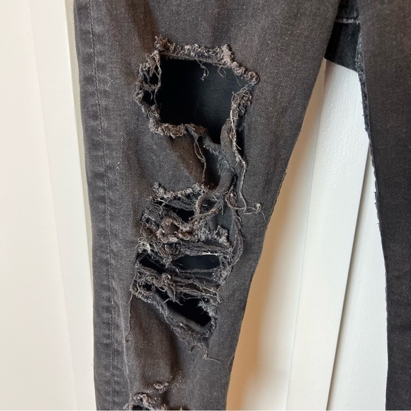 H&M Jeans Women’s Size 28 Black Denim Skinny Ankle High Waist Ripped Belt Loops - Picture 3 of 12